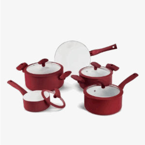 Conjunto De Panelas 5 Pçs Indução Vm Rev. Cerâmico Hercules Cor Vermelho PA300-VM
