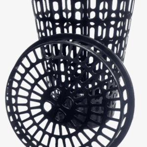 Cesto Telado Para Roupa De Plástico Grande Vazado Com Tampa Cor Preto Liso