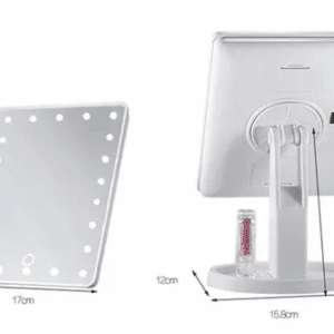 Espelho De Maquiagem Quadrado Com Led De Rotação Ajustável