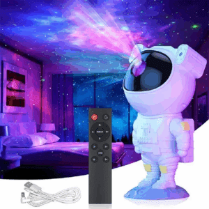 Luminária Astronauta Galaxy Light De Branco Projetor Davely