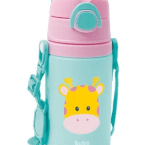 Garrafa Infantil Aluminio Girafa 450ml Canudo Silicone Buba