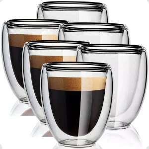 Kit 6pc Copos Duplo Vidro Borossilicato Dupla Expresso 100ml